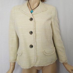 SIGRID OLSEN Beige button Down Jacket Blazer 10P